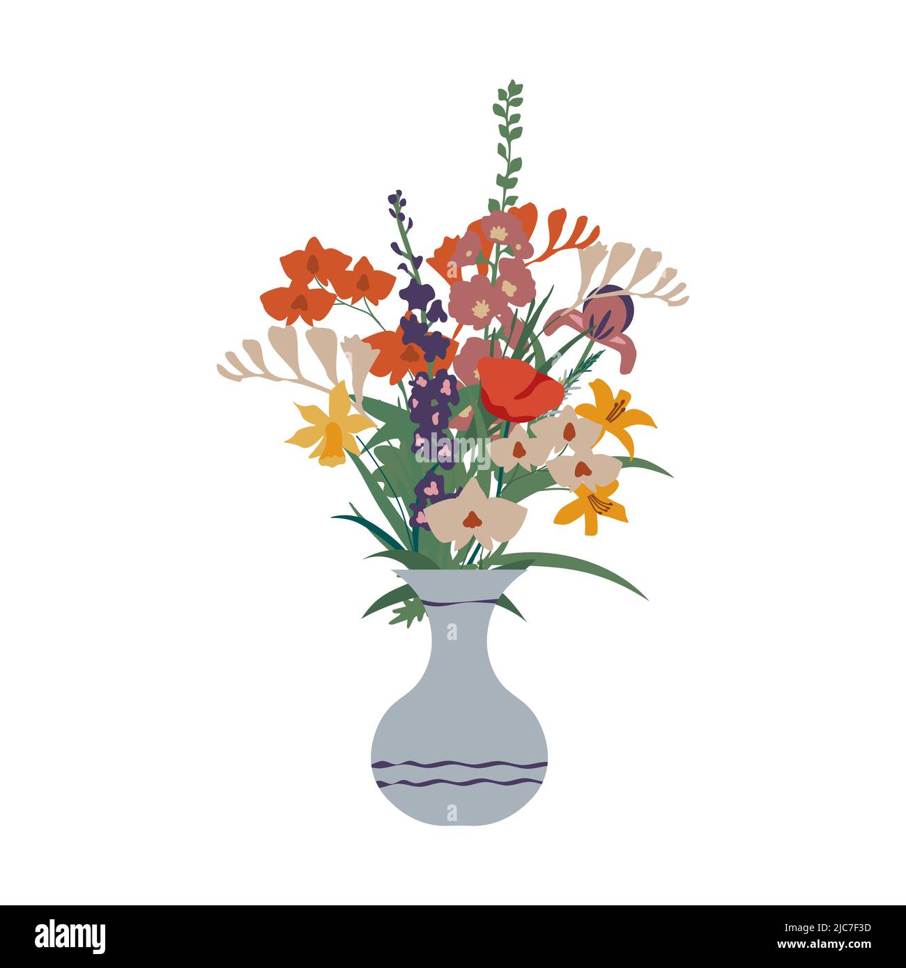 Isolato vettore fiori mazzo decorativo Illustrazione Vettoriale