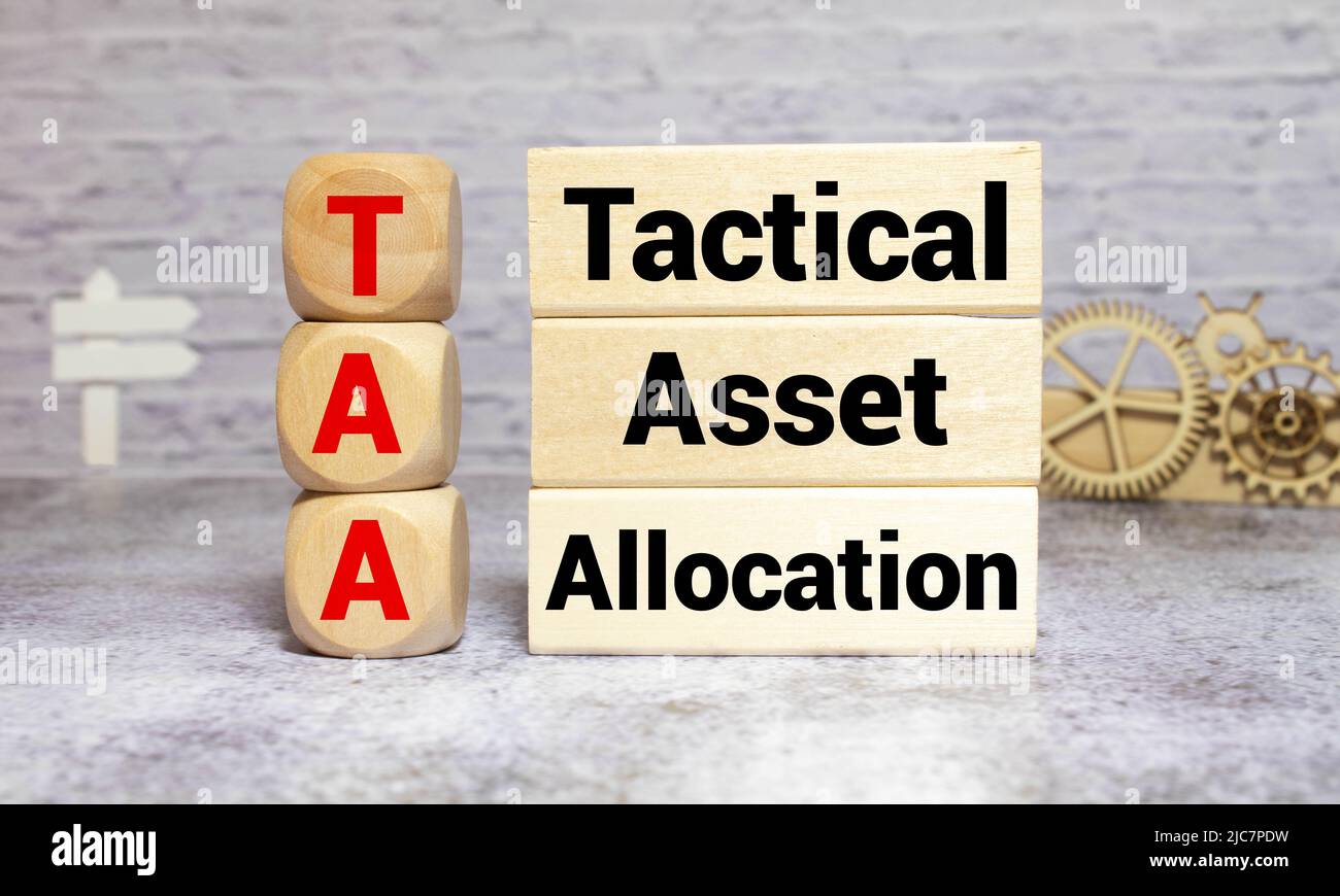 Texte sur Tactical Asset Allocation - TAA, business concept. Foto Stock
