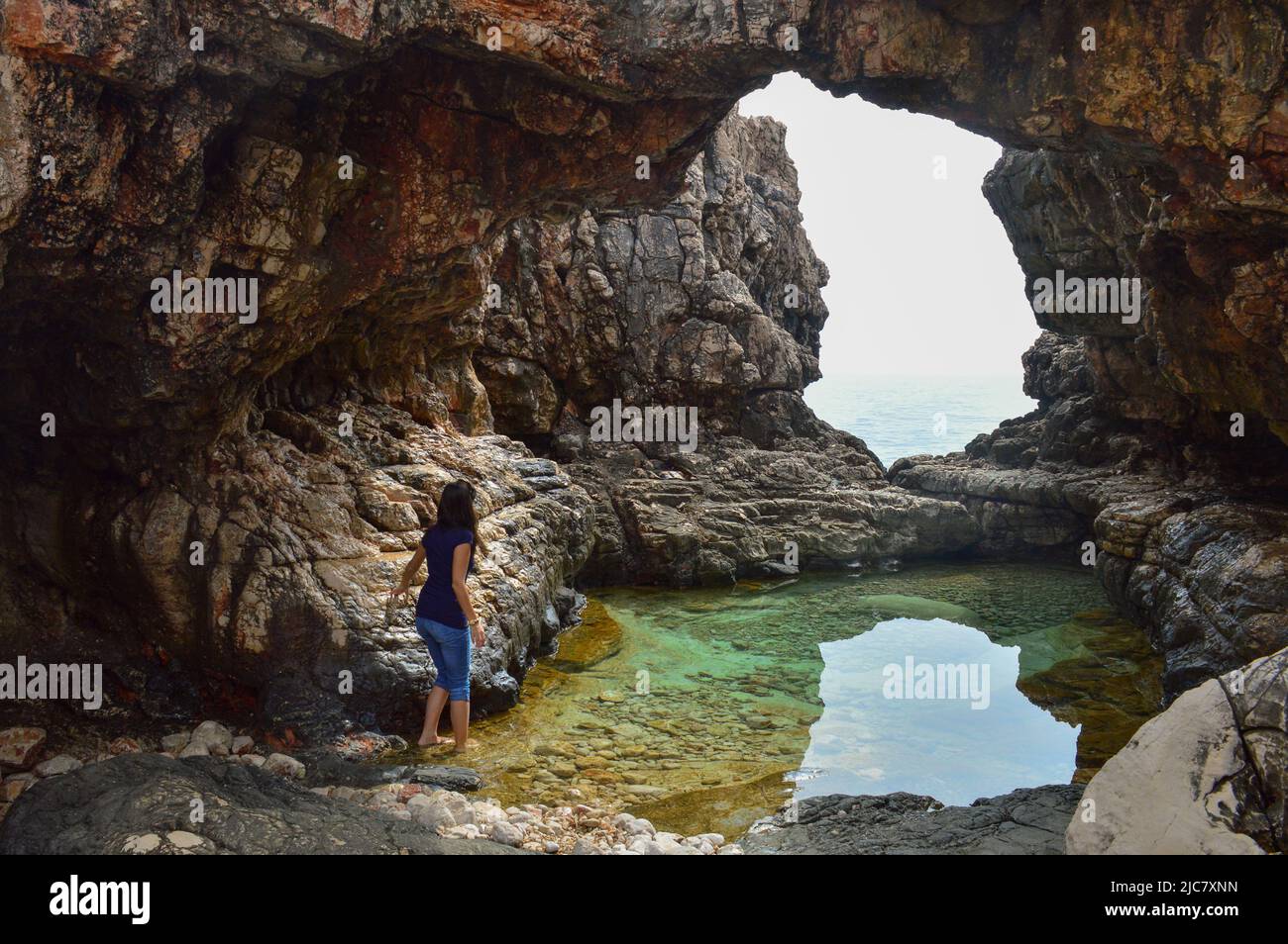 grotta con acqua a Dubrovnik Foto Stock
