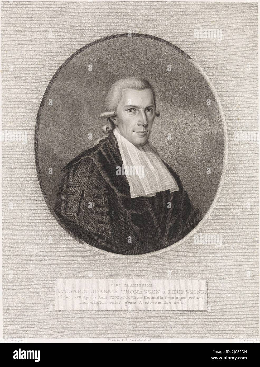 Ritratto del Professor Evert Jan Thomassen a Thuessink., stampa: Ludwig Gottlieb Portman, (menzionato sull'oggetto), dopo: Wessel Lubbers, (menzionato sull'oggetto), editore: Wijbe Wouters, (Menzionato sull'oggetto), tipografia: Paesi Bassi, editore: Groningen, editore: Groningen, 1807, carta, incisione, h 408 mm x l 328 mm Foto Stock