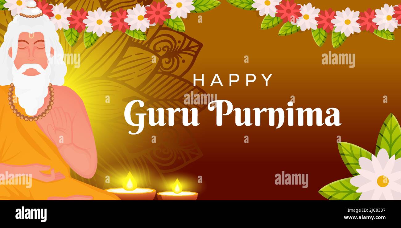 guru purnima illustrazione di sfondo con fiori Illustrazione Vettoriale