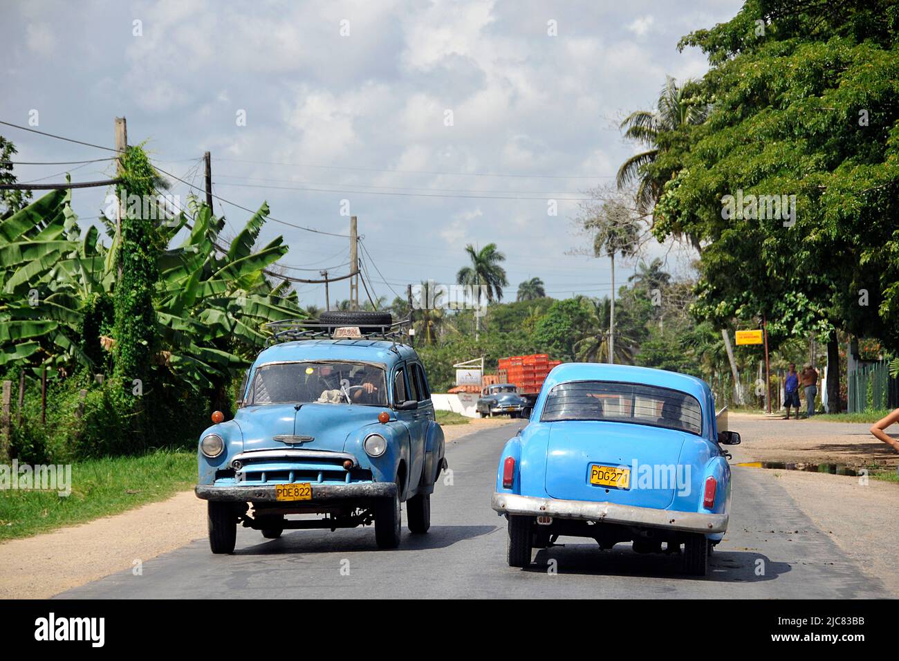 Auto classiche americane all'Avana, Cuba, Caraibi Foto Stock