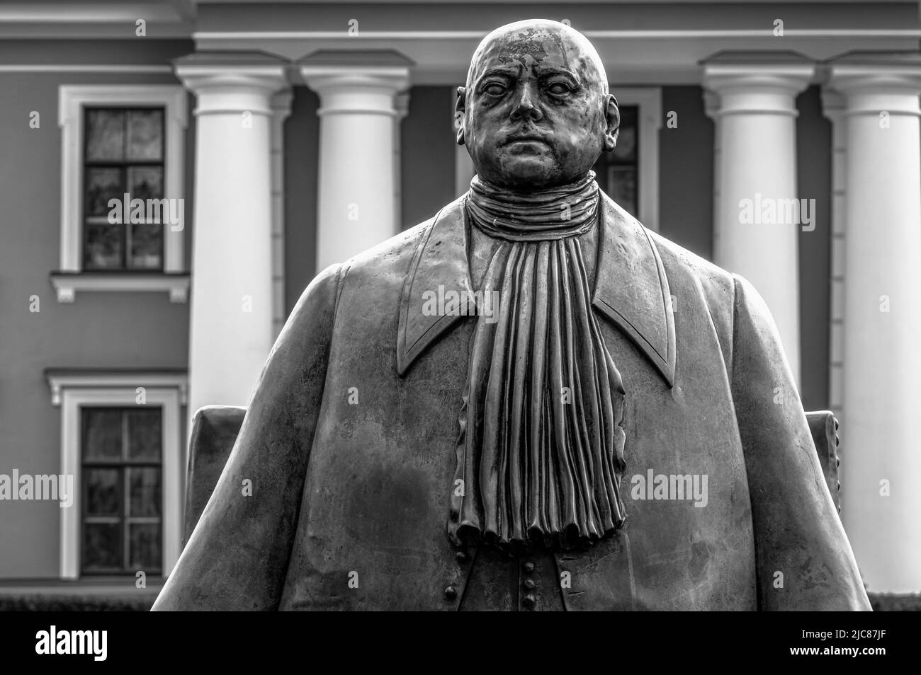 Monumento a Pietro il Grande all'interno della Fortezza di Pietro e Paolo. San Pietroburgo, Russia. Bianco e nero. Foto Stock