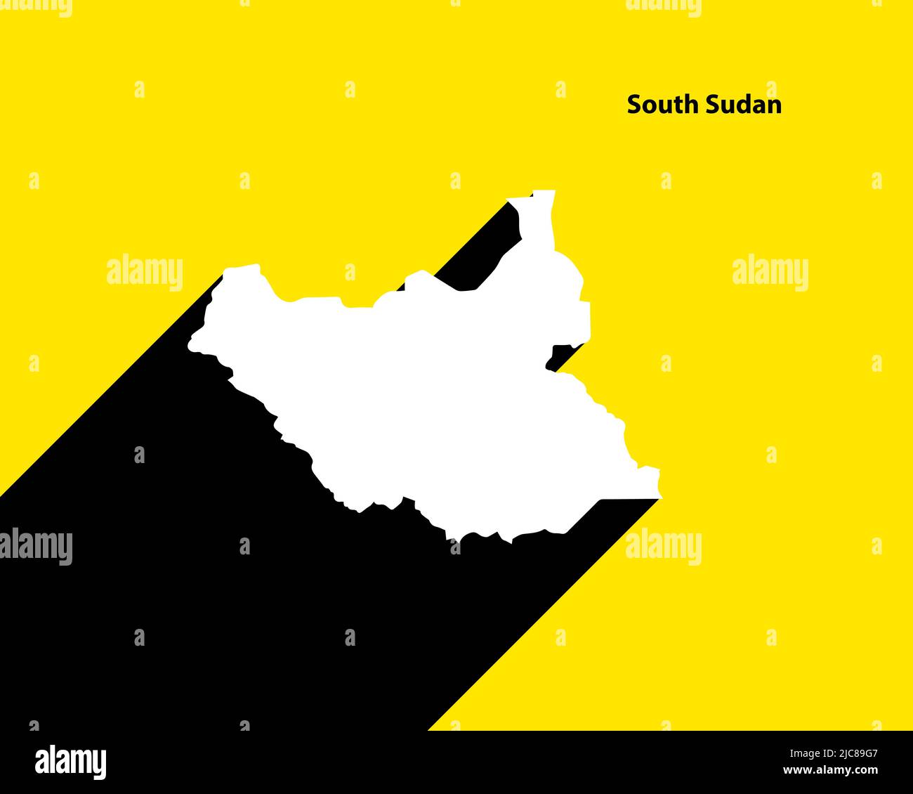 Mappa del Sud Sudan su poster retrò con lunga ombra. Segno vintage facile da modificare, manipolare, ridimensionare o colorare. Illustrazione Vettoriale