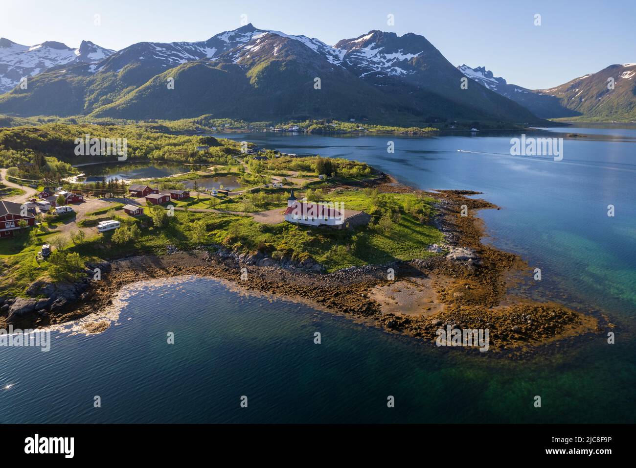 Veduta aerea delle isole Lofoten nel nord della Norvegia Foto Stock