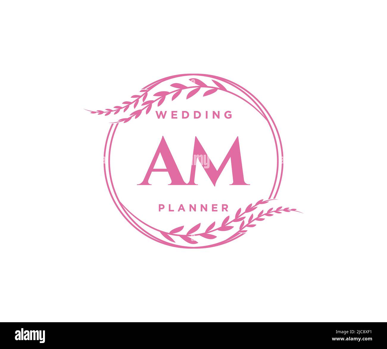 AM iniziali lettera matrimonio monogramma collezione loghi, disegnati a mano moderni minimalistici e modelli floreali per carte di invito, Salva la data, elegante Illustrazione Vettoriale