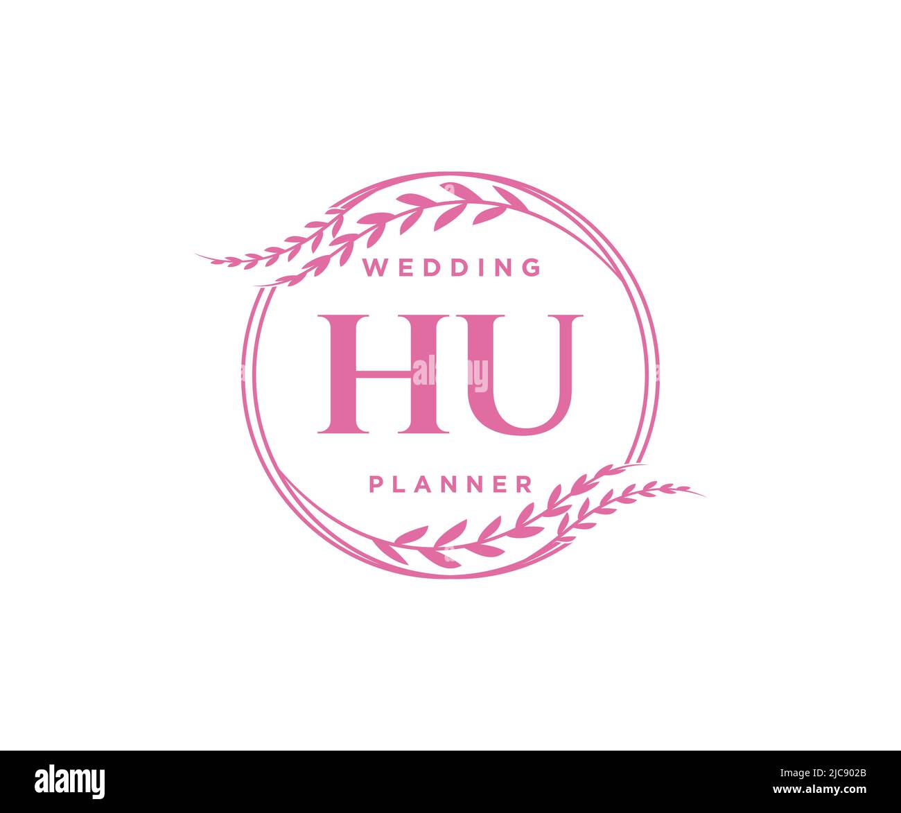 HU iniziali lettera matrimonio monogramma collezione loghi, disegnati a mano moderno minimalista e modelli floreali per carte di invito, Salva la data, elegante Illustrazione Vettoriale