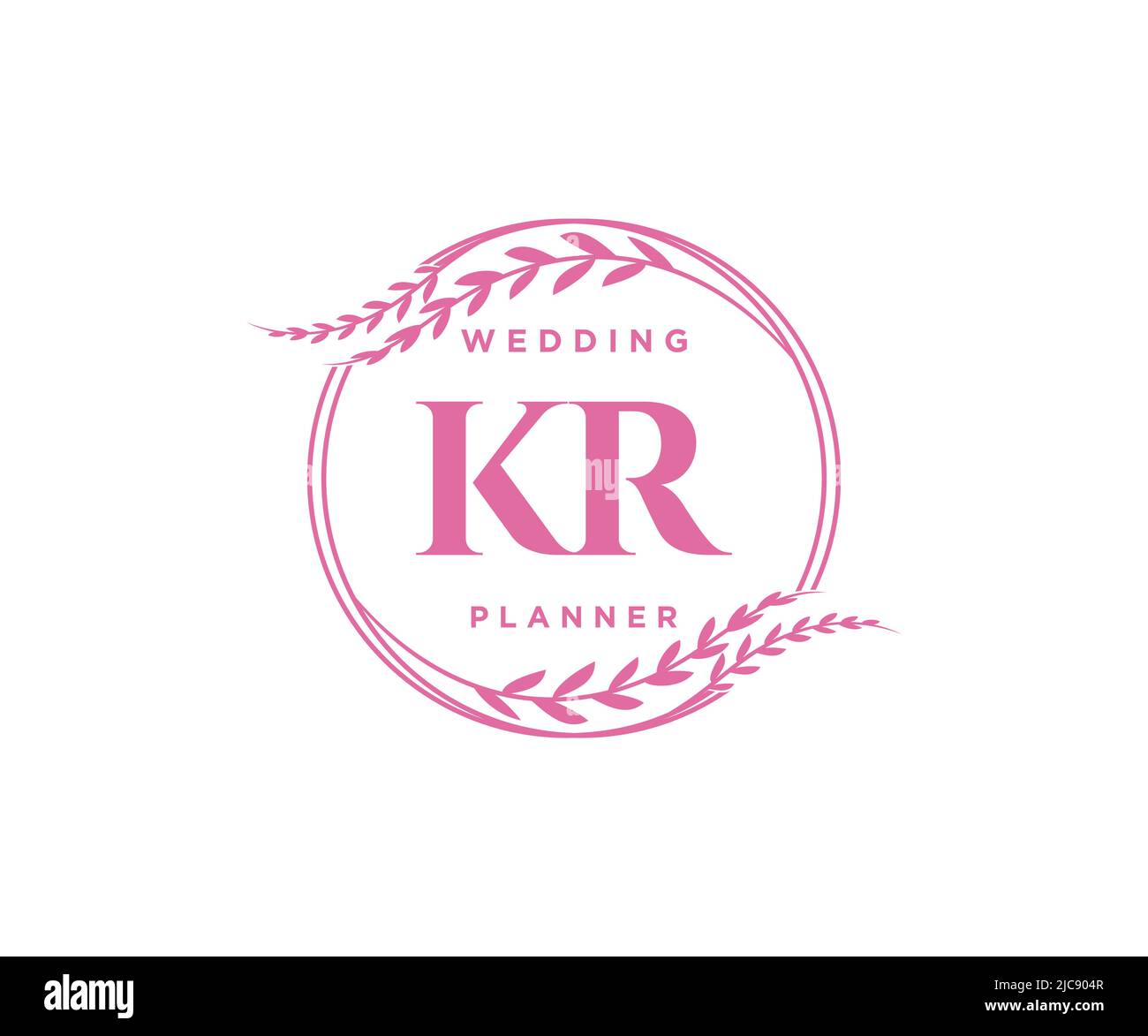 KR iniziali lettera Wedding monogramma collezione loghi, disegnati a mano moderni minimalistici e modelli floreali per carte di invito, Salva la data, elegante Illustrazione Vettoriale