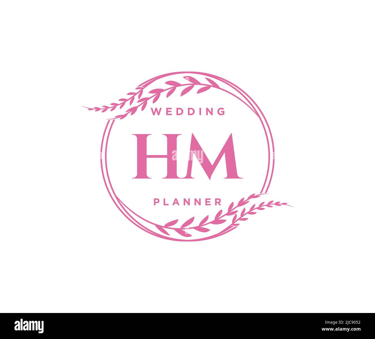 HM iniziali lettera Wedding monogramma collezione di loghi, disegnati a mano moderni minimalistici e modelli floreali per le carte di invito, Salva la data, elegante Illustrazione Vettoriale