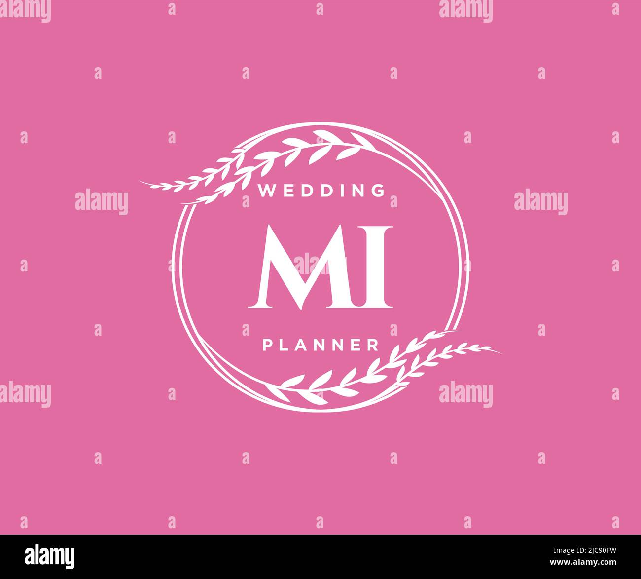 MI iniziali lettera matrimonio monogramma collezione loghi, disegnati a mano moderno minimalista e modelli floreali per carte di invito, Salva la data, elegante Illustrazione Vettoriale