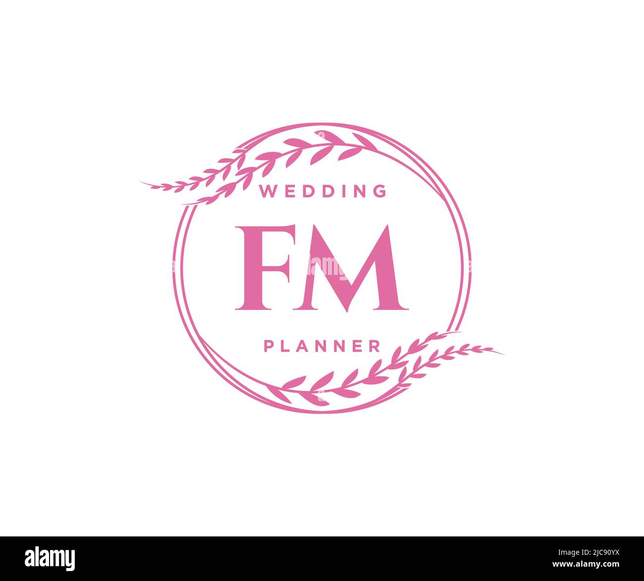 FM iniziali lettera matrimonio monogramma collezione loghi, modelli moderni minimalisti e floreali disegnati a mano per biglietti d'invito, Salva la data, elegante Illustrazione Vettoriale