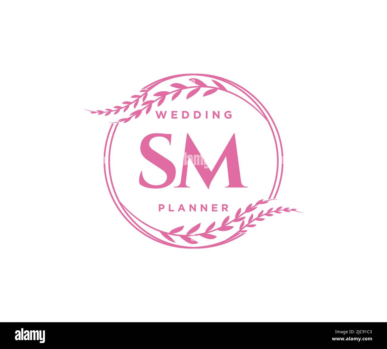 SM iniziali lettera Wedding monogramma collezione loghi, disegnati a mano moderni minimalistici e modelli floreali per carte di invito, Salva la data, elegante Illustrazione Vettoriale