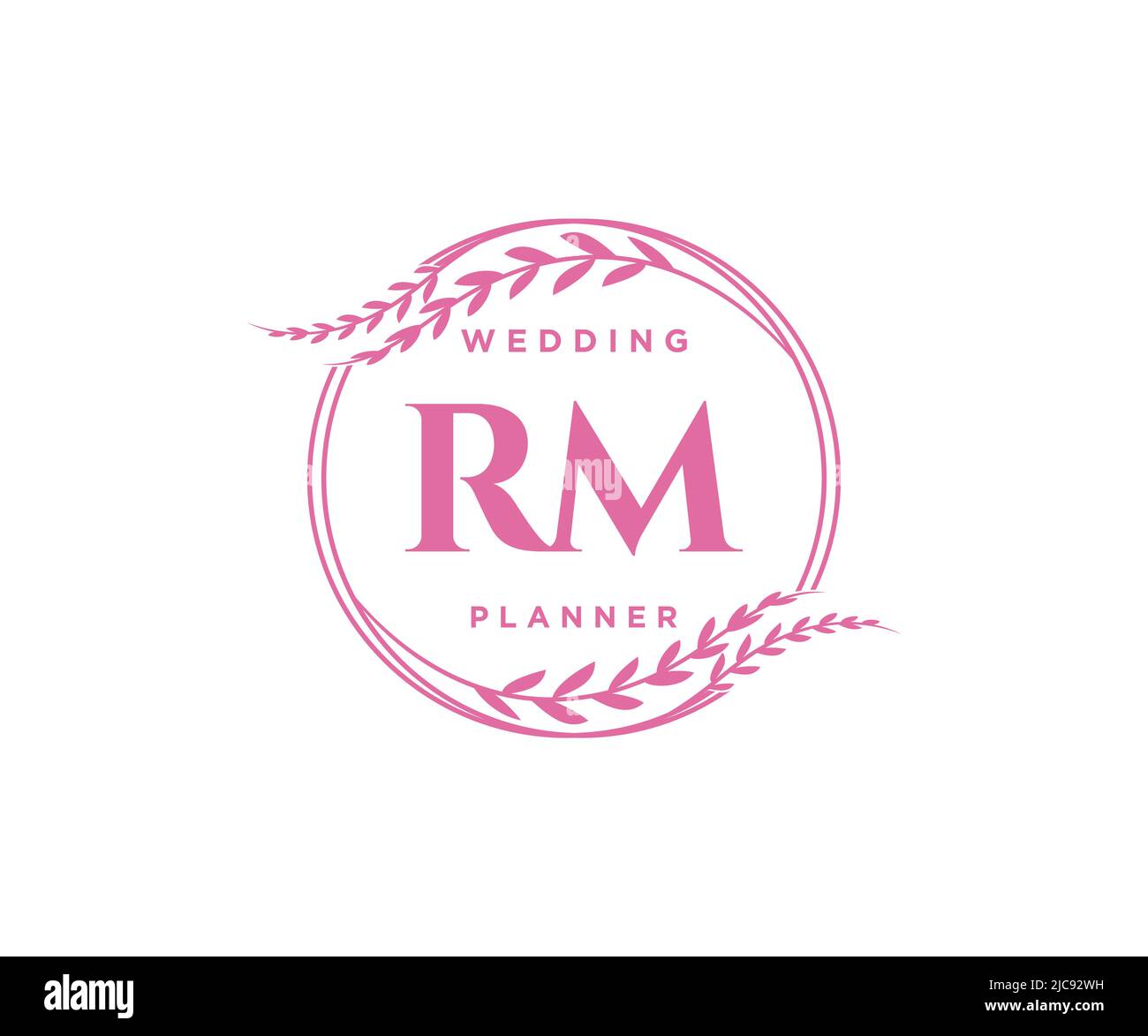RM iniziali lettera Wedding monogramma collezione loghi, disegnati a mano moderni minimalistici e modelli floreali per carte di invito, Salva la data, elegante Illustrazione Vettoriale