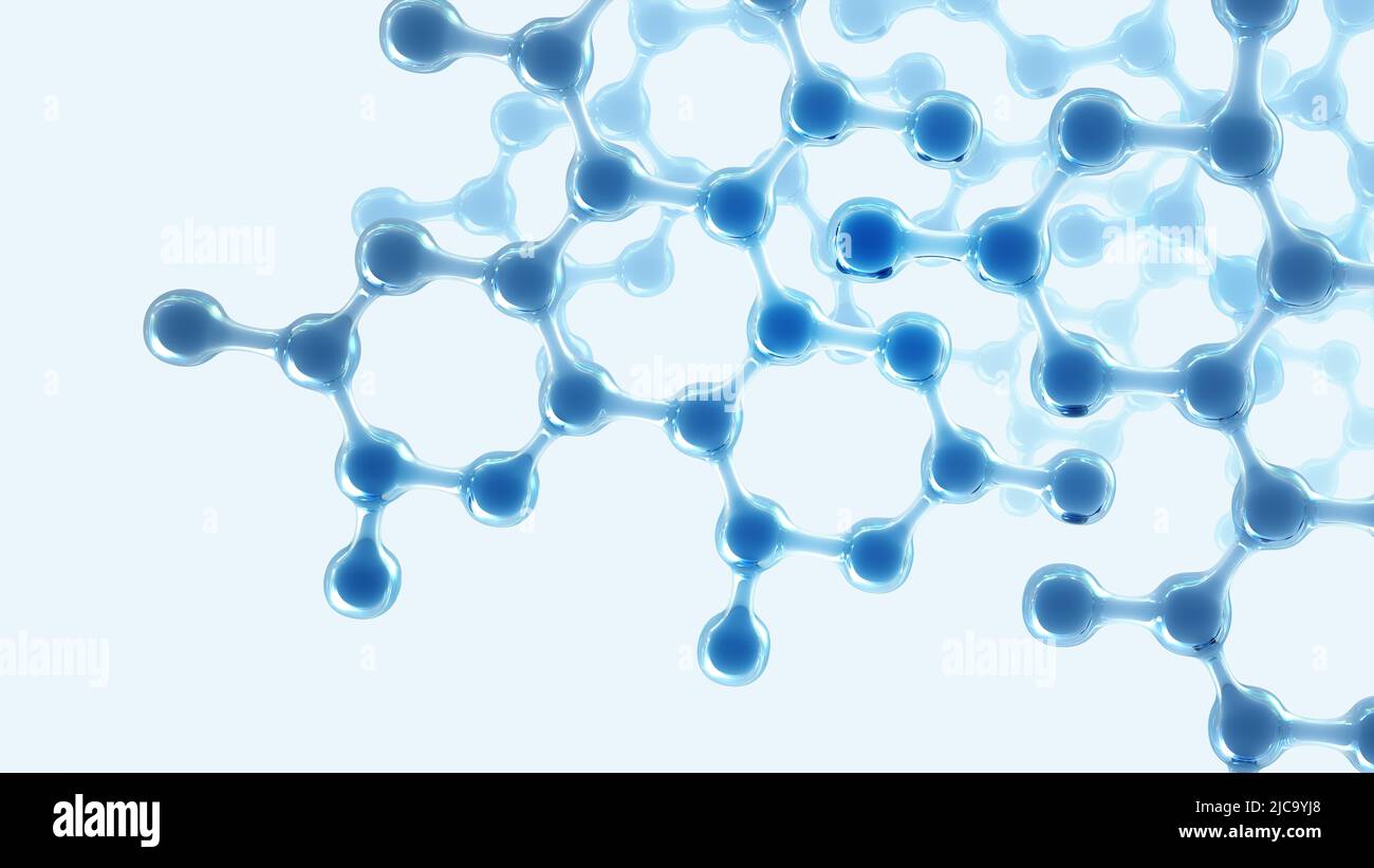 Ricerca scientifica. Esperimenti di laboratorio e high tech. Illustrazione dell'abstract 3D del reticolo molecolare. Tendenze moderne in medicina, biologia, fisica Foto Stock