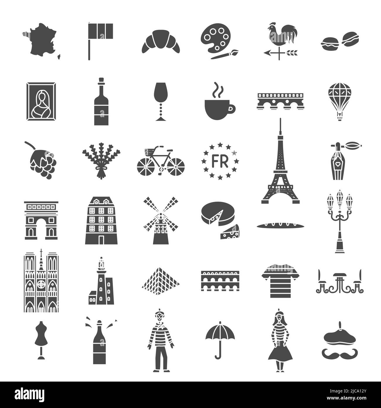 Icone Solid Web in Francia Illustrazione Vettoriale