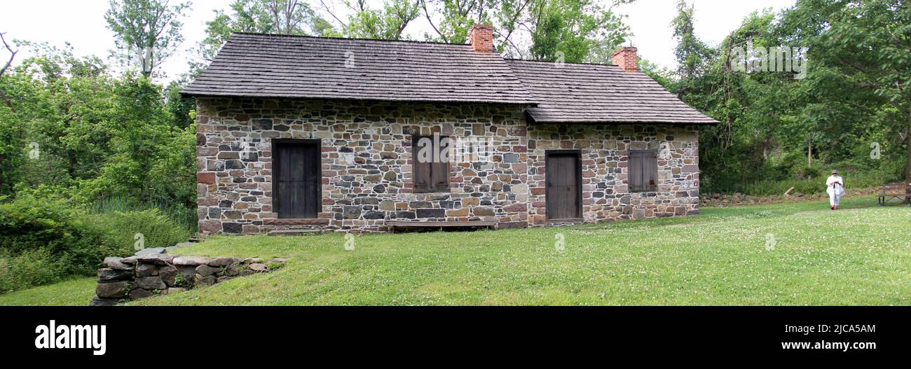 Casa di Christopher, c.. 1720, foto panoramica, storica città di Richmond, collezione di case e case antiche, Staten Island, NY, USA Foto Stock