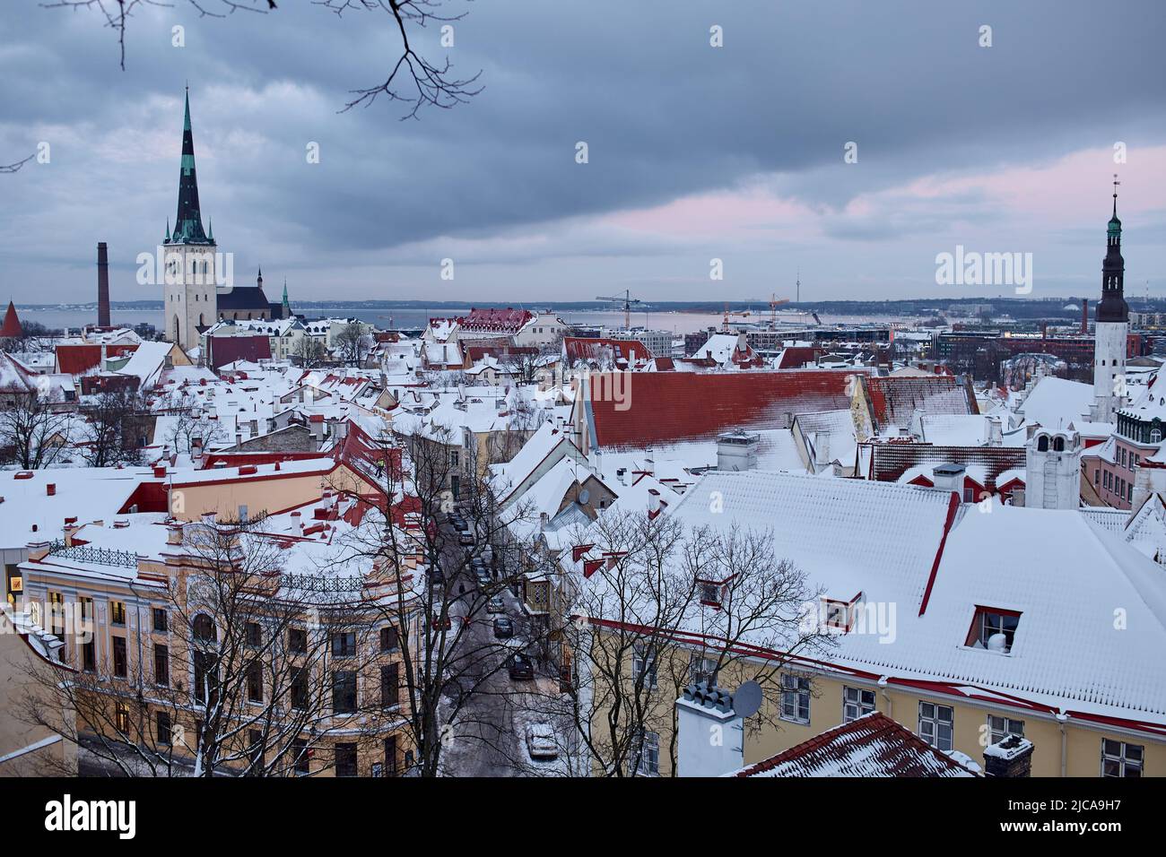 Città di Tallinn metà inverno a Snowy Estonia Foto Stock
