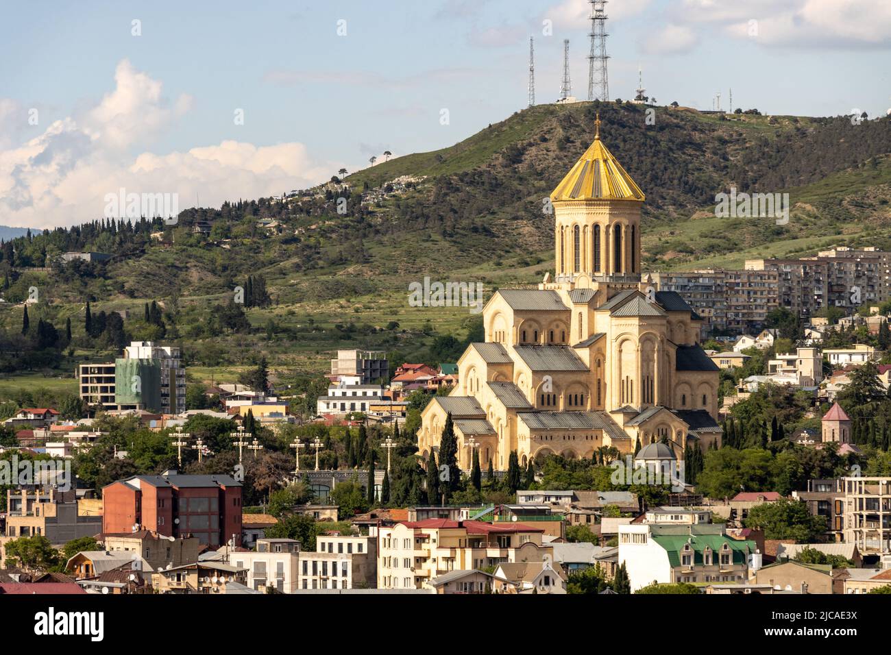 Vista generale del centro di Tbilisi e del fiume Kura. Georgia Foto Stock