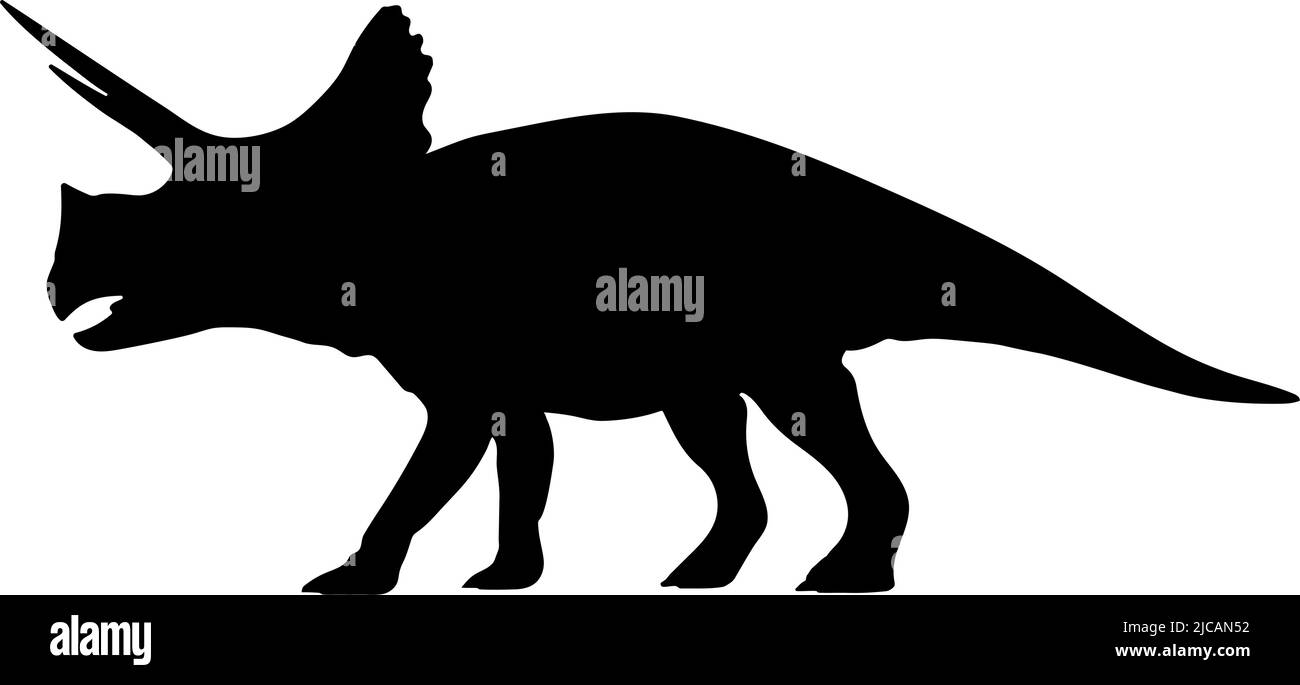 La silhouette di un dinosauro. Illustrazione vettoriale isolata su sfondo bianco. Dinosauri del periodo giurassico. Illustrazione Vettoriale
