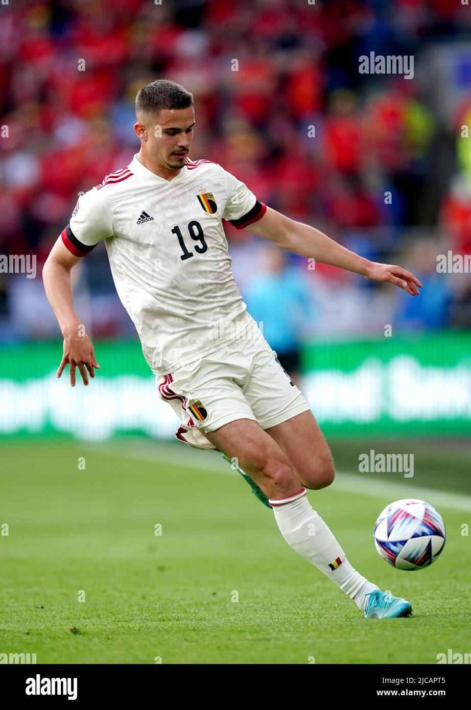 Leander Dendoncker in Belgio durante la partita della UEFA Nations League al Cardiff City Stadium di Cardiff. Data foto: Sabato 11 giugno 2022. Foto Stock