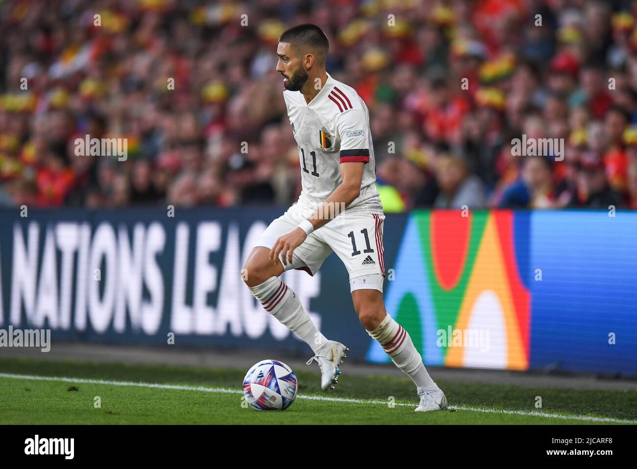 Cardiff, Regno Unito. 11th giugno 2022. Yannick Carrasco del Belgio, in azione durante il gioco Credit: News Images /Alamy Live News Foto Stock