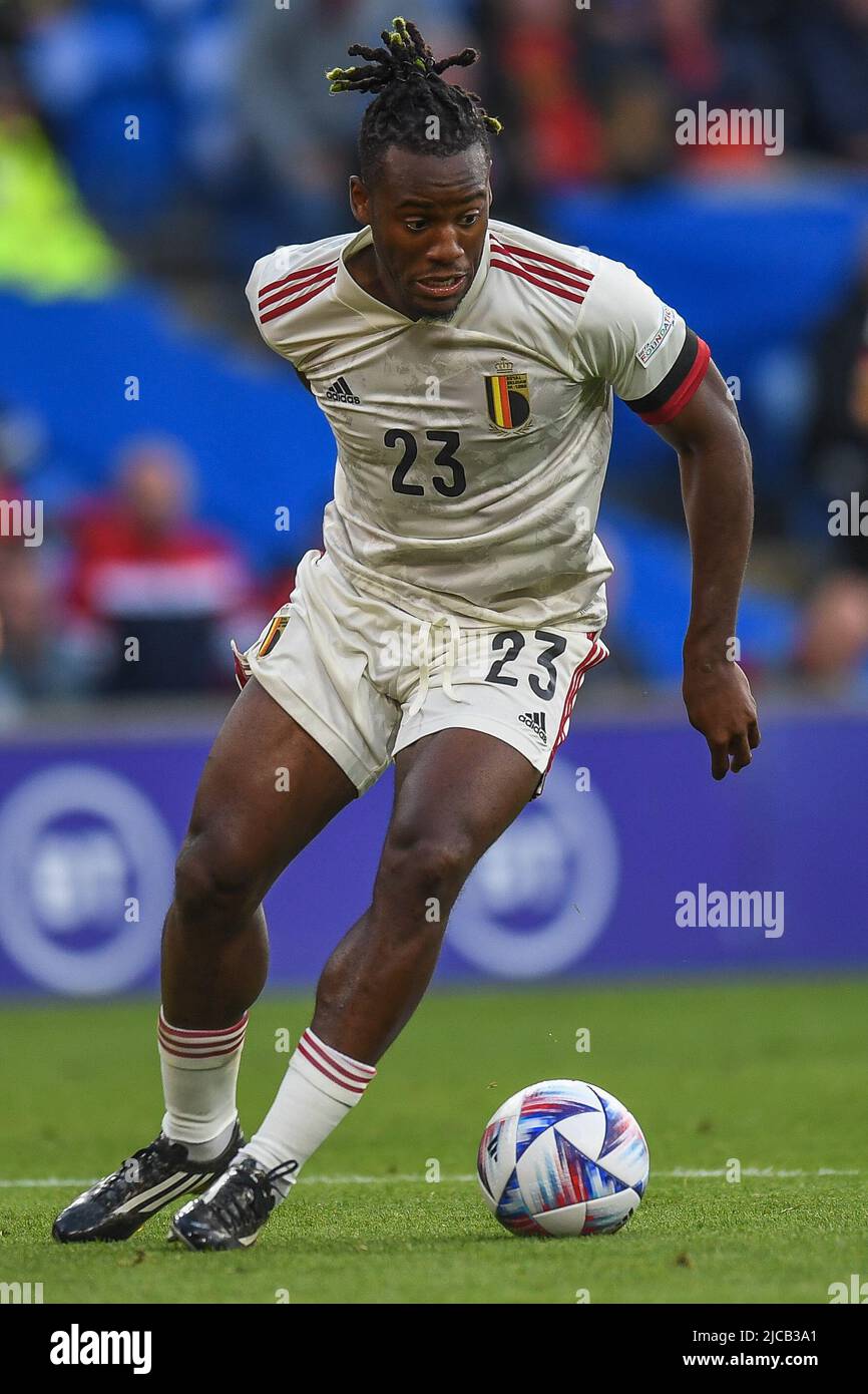 Cardiff, Regno Unito. 11th giugno 2022. Michy Batshuayi-Atunga del Belgio, in azione durante il gioco Credit: News Images /Alamy Live News Foto Stock