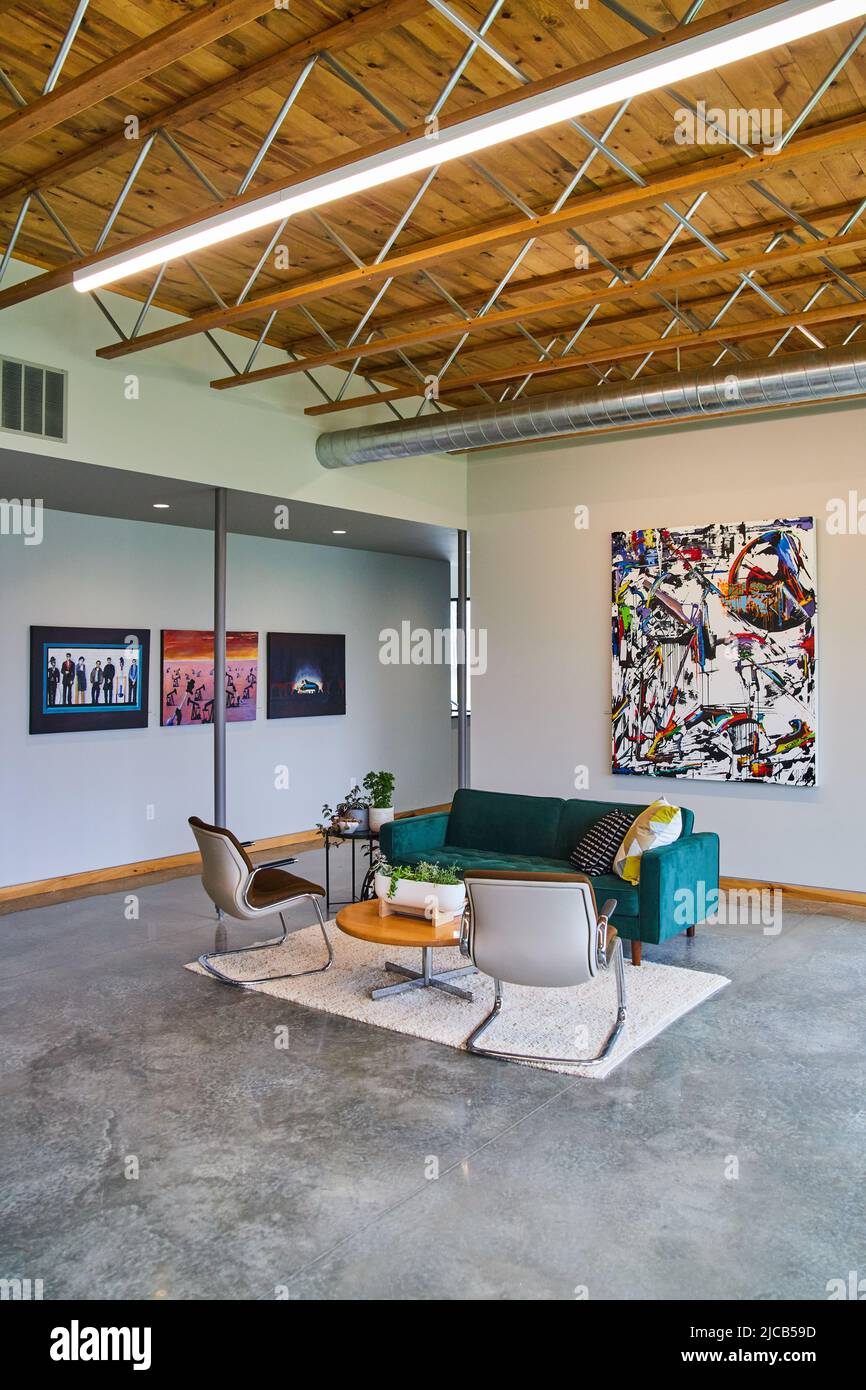 Arte e decor moderni nella sala d'attesa dell'ufficio Foto Stock