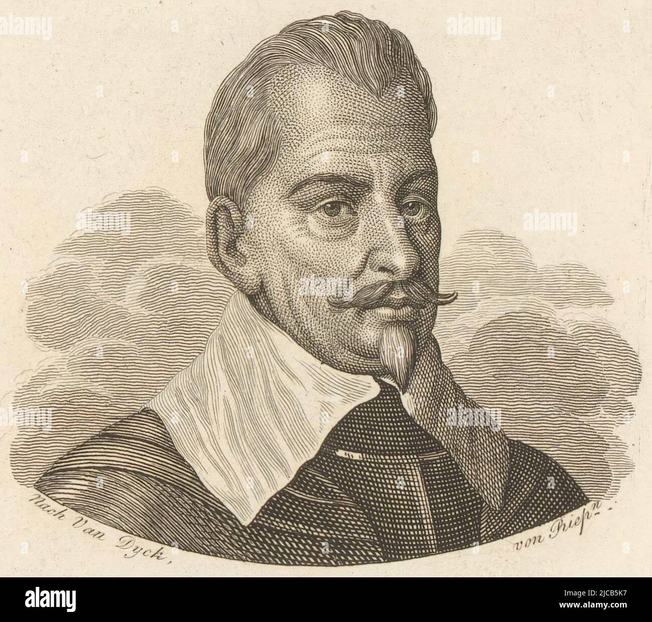 Ritratto di Albrecht von Wallenstein, Duca di Friedland, tipografia: Ernst Ludwig Riepenhausen, (menzionato sull'oggetto), Anthony van Dyck, (menzionato sull'oggetto), 1775 - 1840, carta, incisione, h 95 mm - l 92 mm Foto Stock