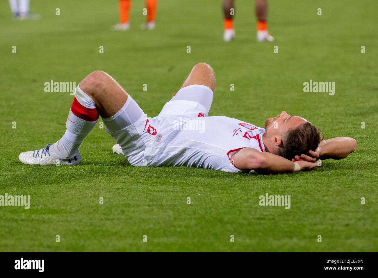 Rotterdam, Paesi Bassi. 12th giugno 2022. Matty Cash of Poland Happy After the UEFA Nations League, League A, Group 4 Match tra Paesi Bassi e Polonia al Feijenoord 'De Kuip' Stadium di Rotterdam, Paesi Bassi il 11 giugno 2022 (Photo by Andrew SURMA/ Credit: Sipa USA/Alamy Live News Foto Stock