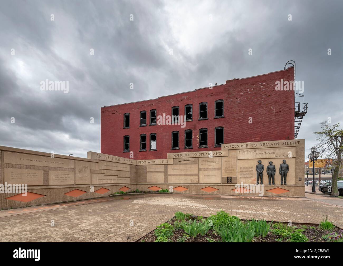 Duluth, Minnesota, USA – 31 maggio 2022: Plaza che ricorda il lynching di tre uomini afro-americani (Elias Clayton, Elmer Jackson e Isaac McGhie) Foto Stock