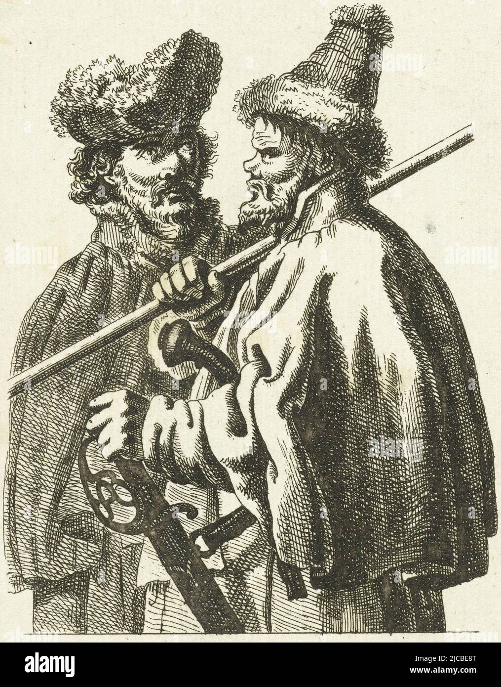Due cosacchi, tipografia: Johannes van Cuylenburgh, Johannes van Cuylenburgh, 1803 - 1841, carta, incisione, a 141 mm x l 101 mm Foto Stock
