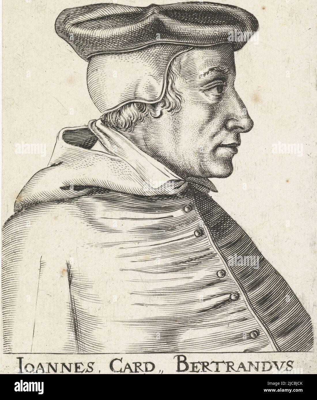 Ritratto del cardinale francese Jean de Bertrand Ioannes Card Bertrandvs Ritratti di cardinali , tipografia: Frans van den Wijngaerde, Anversa, 1636 - 1679, carta, incisione, a 128 mm x l 93 mm Foto Stock