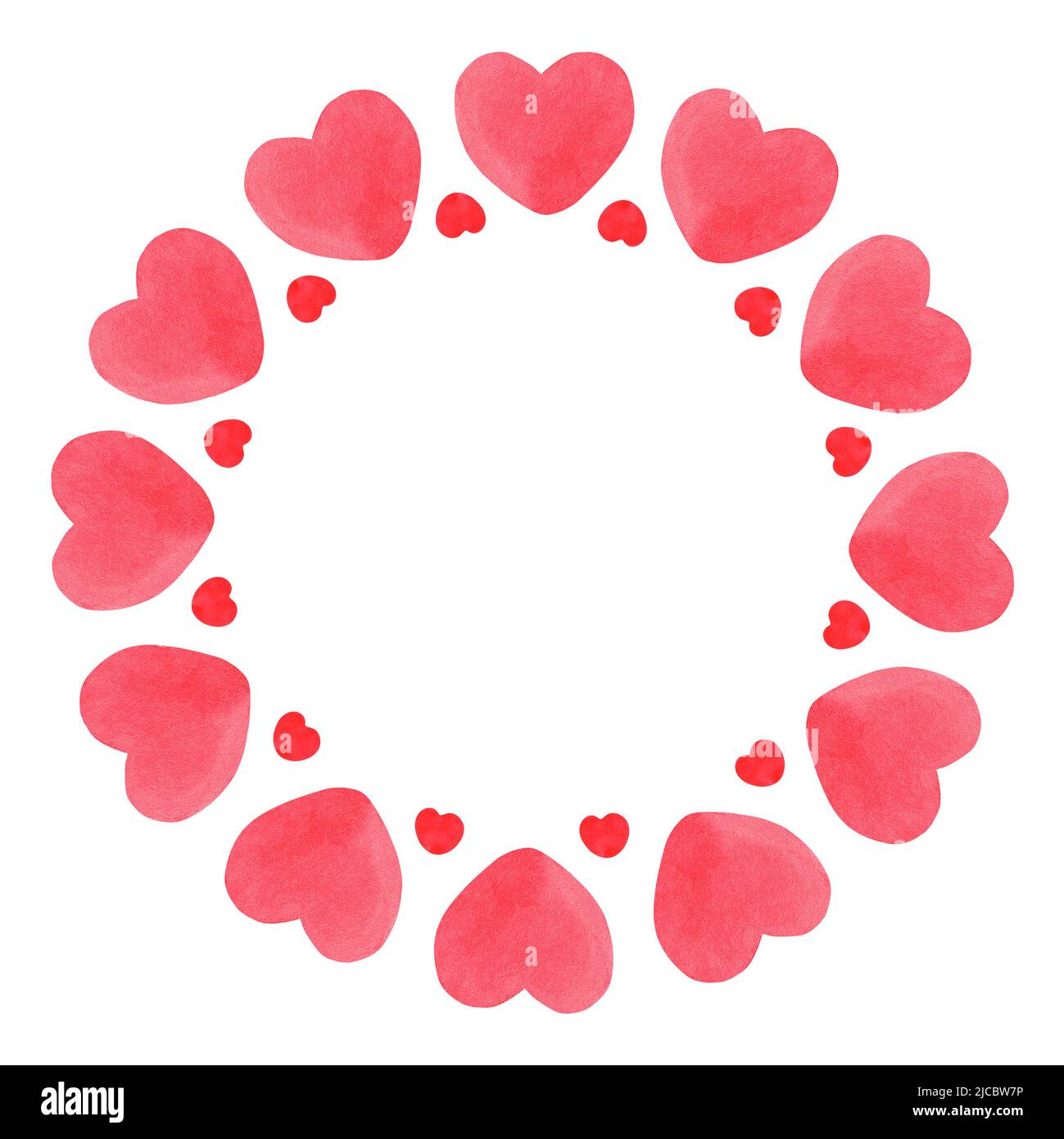 Corona di cuore semplice. Luogo per l'iscrizione. Illustrazione dell'acquerello. Isolato su sfondo bianco. Per i tuoi piatti di design, accessori, adesivi Foto Stock