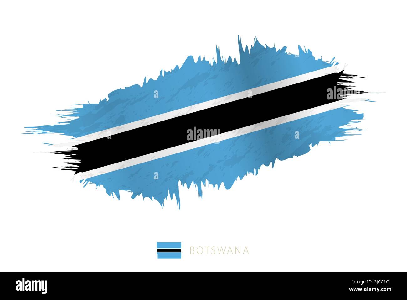 Bandiera a spazzolone verniciata del Botswana con effetto ondulato. Allarme vettore. Illustrazione Vettoriale