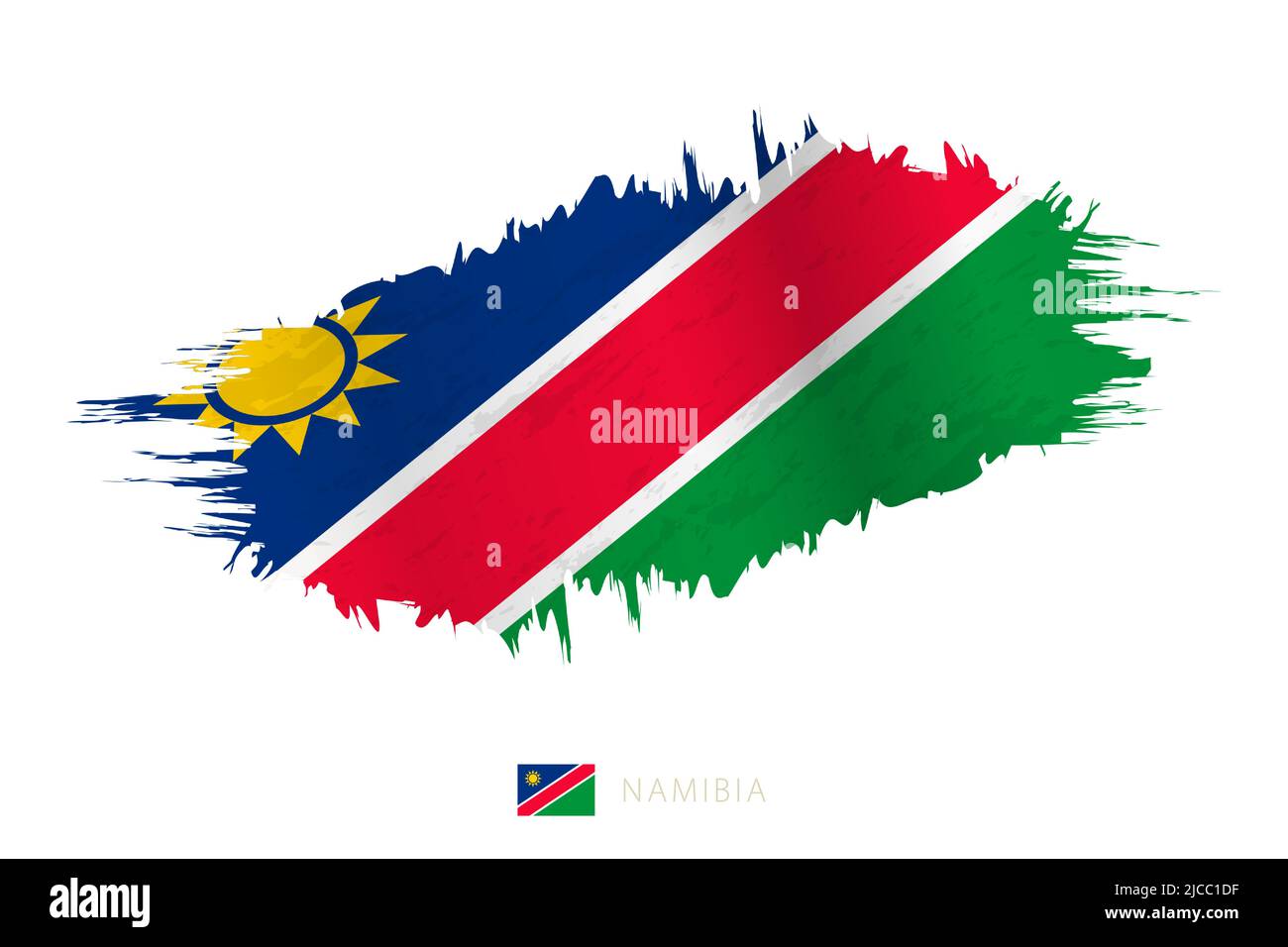 Bandiera della Namibia con effetto ondulato dipinta a pennello. Allarme vettore. Illustrazione Vettoriale