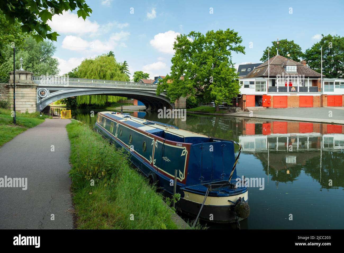 Casa galleggiante sul fiume Cam a Cambridge, Inghilterra. Foto Stock