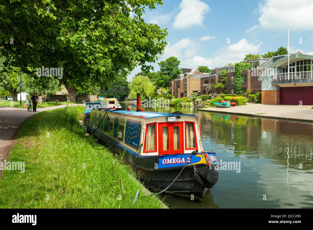 Casa galleggiante sul fiume Cam a Cambridge, Inghilterra. Foto Stock