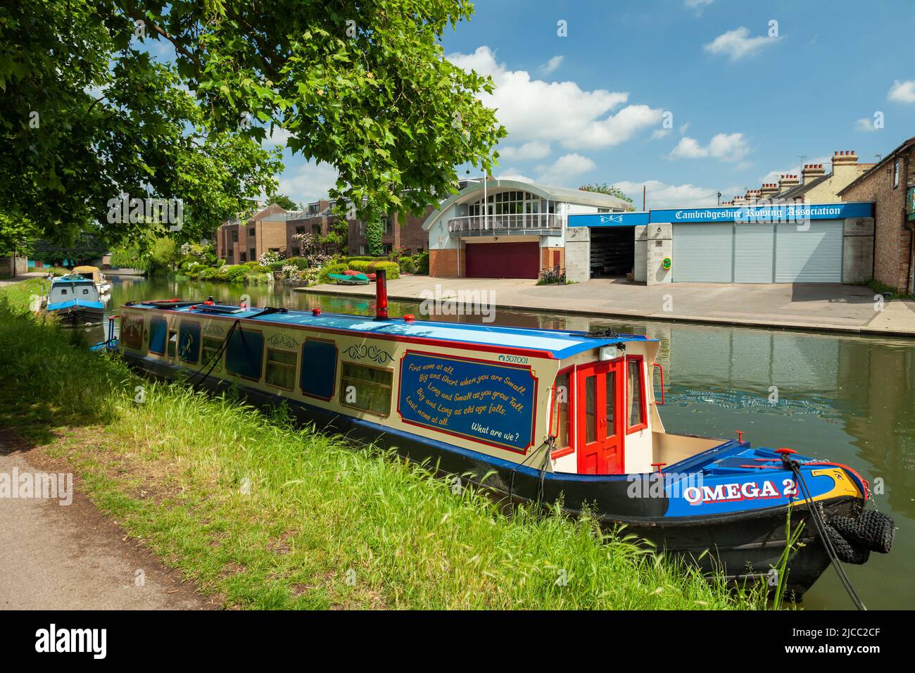 Casa galleggiante sul fiume Cam a Cambridge, Inghilterra. Foto Stock