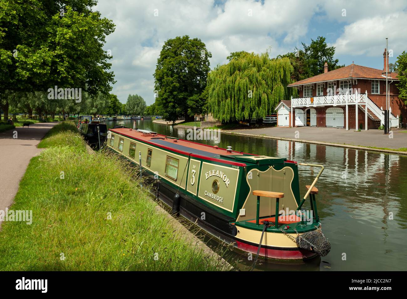 Casa galleggiante sul fiume Cam a Cambridge, Inghilterra. Foto Stock