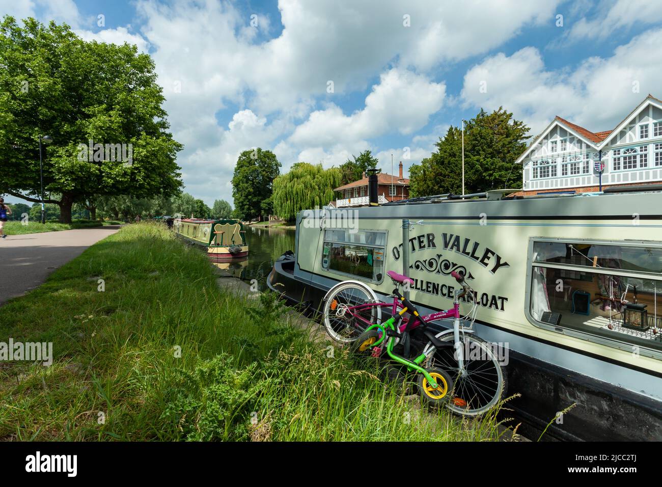 Casa galleggiante sul fiume Cam a Cambridge, Inghilterra. Foto Stock