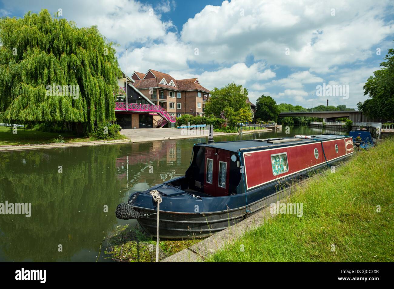 Casa galleggiante sul fiume Cam a Cambridge, Inghilterra. Foto Stock
