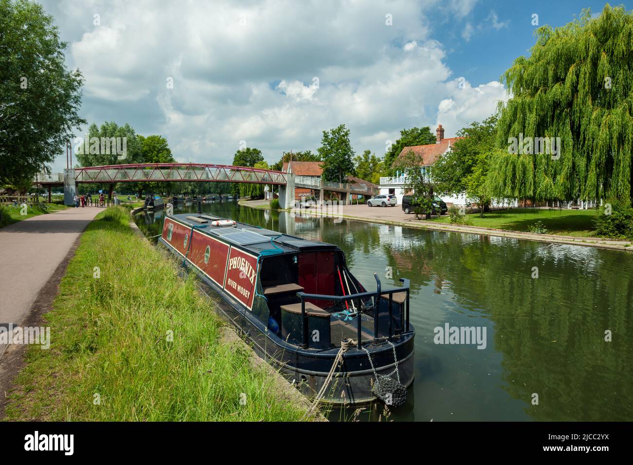 Casa galleggiante sul fiume Cam a Cambridge, Inghilterra. Foto Stock