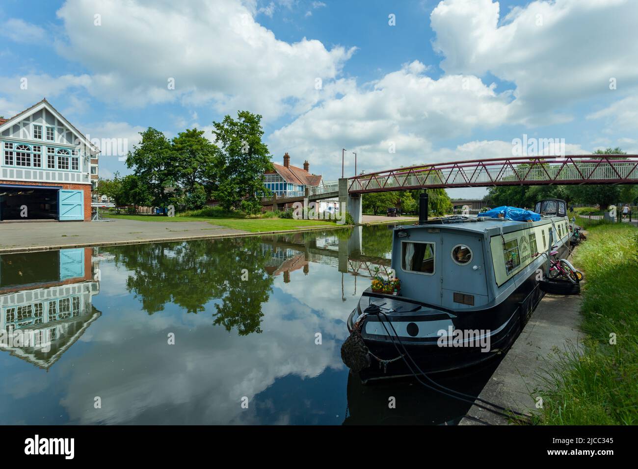Casa galleggiante sul fiume Cam a Cambridge, Inghilterra. Foto Stock