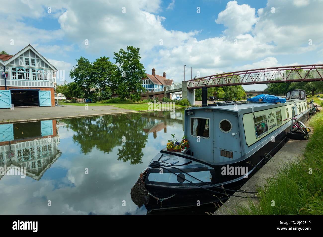 Casa galleggiante sul fiume Cam a Cambridge, Inghilterra. Foto Stock