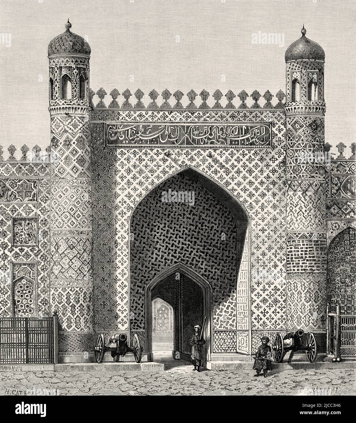 Khudayar Khan Palace, Kokand, regione di Faggana. Uzbekistan, Asia centrale. Da Orenburg a Samarcanda 1876-1878 di Madame Marie Ujfalvy-Bourdon, le Tour du Monde 1879 Foto Stock