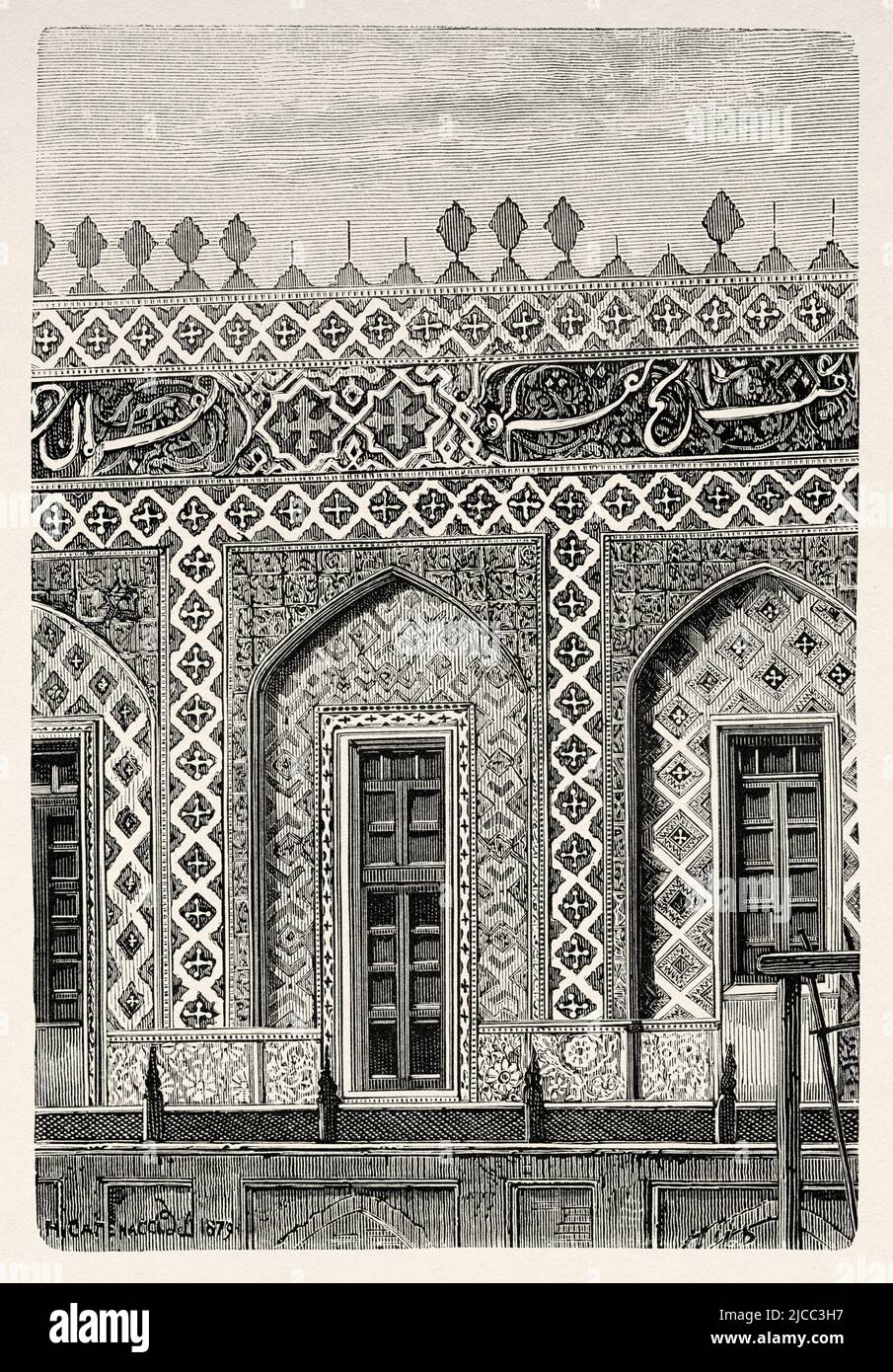 Khudayar Khan Palace, Kokand, regione di Faggana. Uzbekistan, Asia centrale. Da Orenburg a Samarcanda 1876-1878 di Madame Marie Ujfalvy-Bourdon, le Tour du Monde 1879 Foto Stock