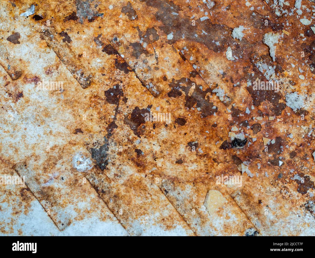 Struttura di una lastra metallica ossidata dal passare del tempo. Foto Stock