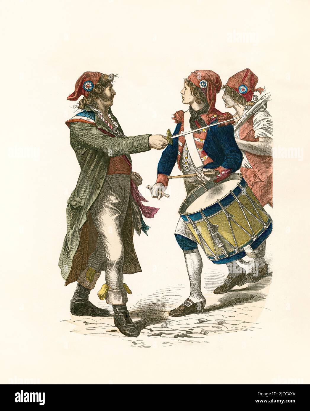 Membri del comune, Repubblica francese, 1793-1794, Illustrazione, la storia del costume, Braun & Schneider, Monaco, Germania, 1861-1880 Foto Stock