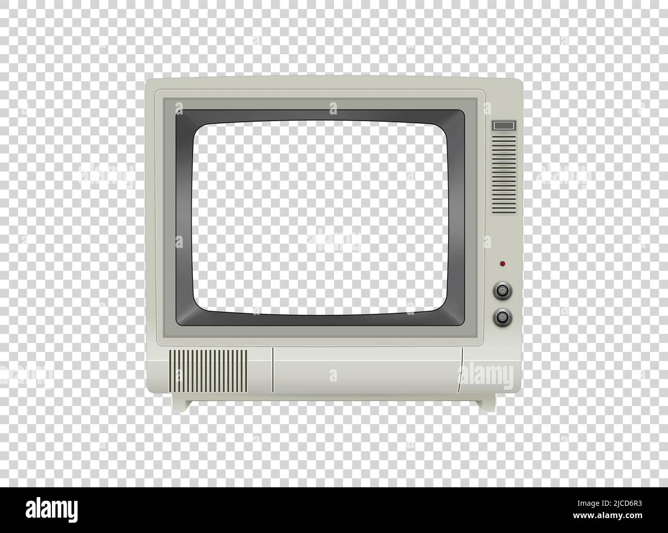 Vector retro televisione mock up isolato su griglia trasparente Illustrazione Vettoriale