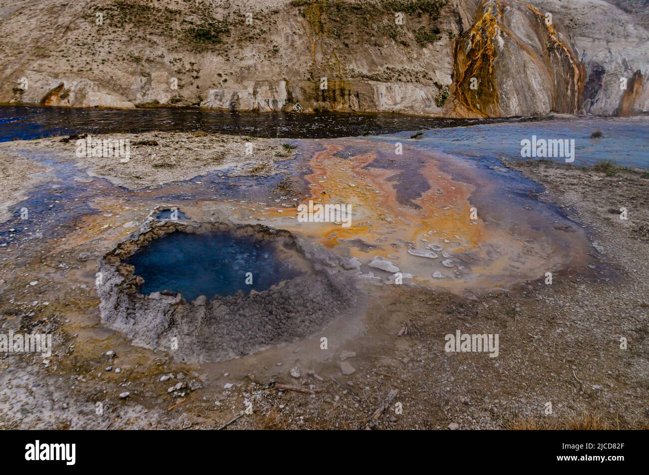 Geyser bolle d'acqua bollente. Geyser attivo con eruzioni maggiori. Yellowstone NP, Wyoming, USA Foto Stock